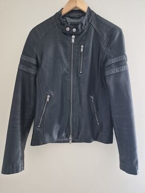 Guess Los Angeles Black Moto Faux Leather Jacket Women's Medium